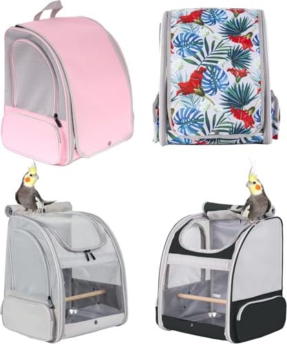 image for ORIZZP Bird Backpack Carrier with Stand Perch, Bird Travel Backpack fo