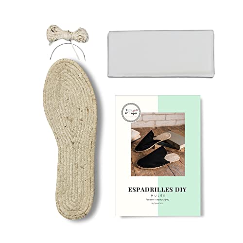 Kit mules espadrilles avec semelle en jute de 1,5 cm en toile blanche