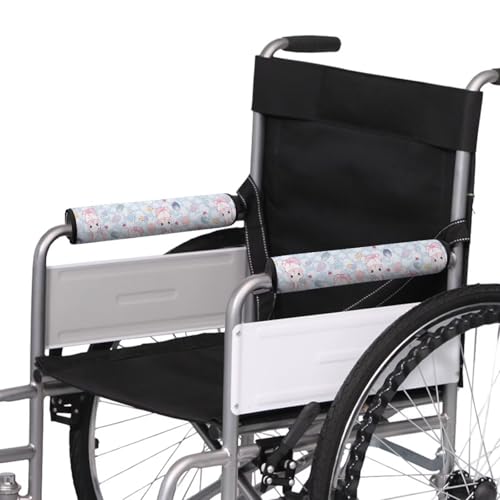 Maiyoinou Easter Egg Rabbit Wheelchair Armrest Pads 2 Pieces Set for Office Transport Chair Mobility Scooter Lightweight Removable Wheelchair Armrest Covers Comfort Padding Pressure Relief