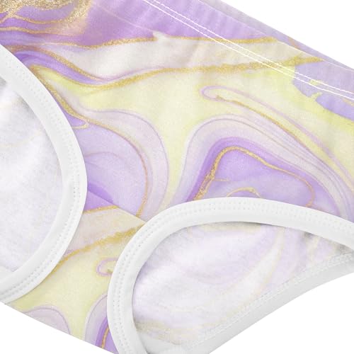 Purple Marble Elegant Gold Veins Little Girl Panties Toddlers Underwear Floral Cotton Animal Underpants Briefs 2t4