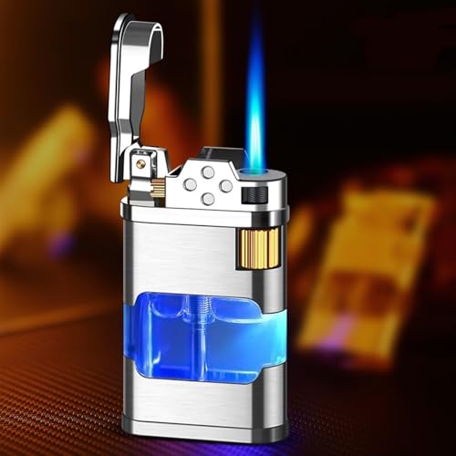 Encendedor de antorcha de butano recargable con cuerpo de metal y cámara de gas visible 2