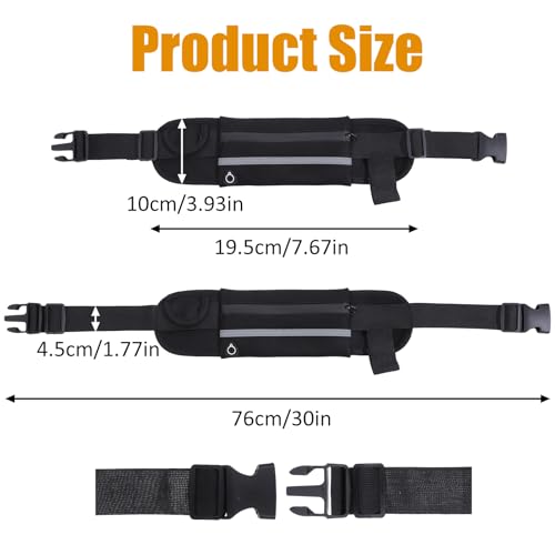 JIEYAO Laufgürtel für Handy, Ultraleichte Hüfttasche Wasserdicht Bauchtasche Elastischer Lauftasche Jogging Verstellbare Handytasche Sportgürtel Herren Damen Running Belt für Joggen Fitness (Schwarz)