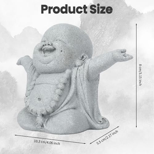 Estatua de Buda Risueño de Piedra Arenisca para Decoración miniatura 2