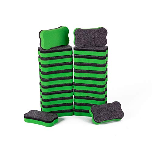 Firstopp Dry Erase Eraser Premium Magnetic Whiteboard Eraser Office Board Erasers Bone-Shaped Cube Erasers Chalkboard Cleaner Suitable for Classroom,Home,Working,Green(24 PCS)