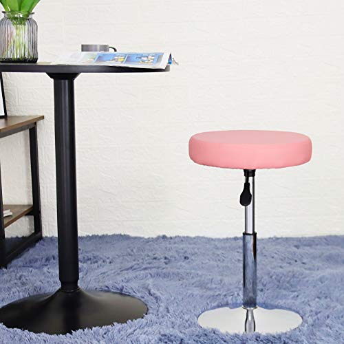 Image of FURWOO Pink Short Shop Stool - Height Adjustable Swivel Chair Stool for Office,SPA,Salon,Manicure and Tattoo Stations Small