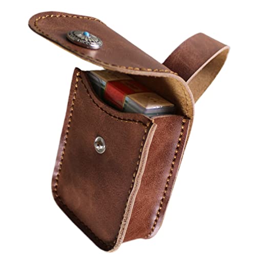 KZ55H Paquete de Cigarrillos de Cuero - Caja de Tabaco de Piel de Vaca: Accesorios de Cuero Hechos a Mano Personalizados Regalos,Marrón