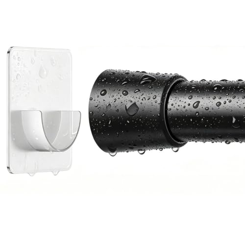 Image of Corklatta Black Spring Tension Curtain Rods Adjustable 16 to 40 Inch, 5 /8 inch Diameter Small Tension Rod with 2 Holders,No Drill Curtain Rods for Window 24-36