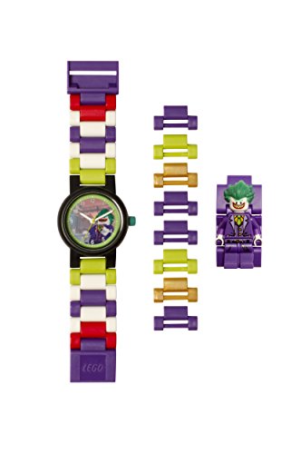Lego Batman 8020851 The Joker Kids Minifigure Link Buildable Watch | Purple/Green | Plastic | 27.5mm case Diameter| Analog Quartz | boy Girl | Official