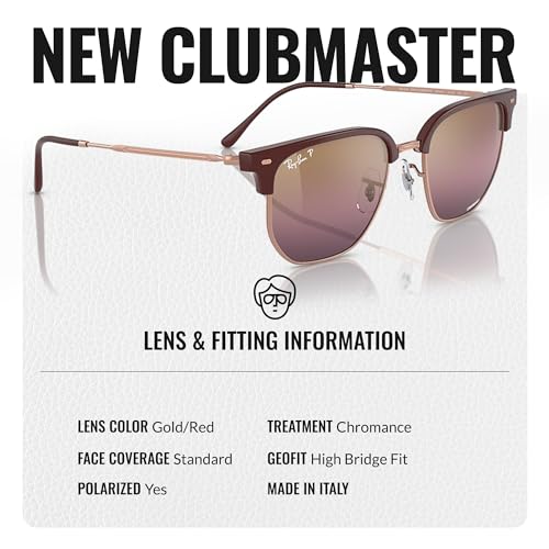 Image of Ray-Ban RB4416 NEW CLUBMASTER Square-Round Shaped Sunglasses for Men & Women with Official RAYBAN Eyewear Kit