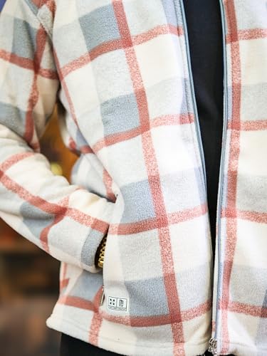 Image of Maniac Mens Checkered Full Zipper Fullsleeve Polyester Blend Fleece Shacket for Men