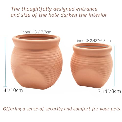 Image of M2cbridge Pottery Ceramic Jar Natural Clay Vase for Cichlid Small Fish Shrimp Aquarium Decor to Play Hide Breed Habitat (Red Pots, 2pcs)