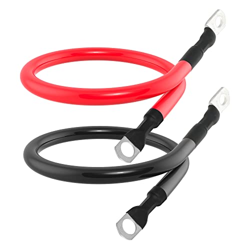 2 Awg Battery Cable 2Awg Gauge Battery Inverter Cables With 3/8 In Lugs Pure Copper Power Inverter Wire Set For Solar Marine Boat Rv Car Motorcycle 2Pcs (2Ft) #TOP4