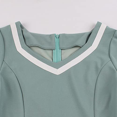 Image of Women 1950s Vintage Short Sleeve Peter Pan Collar Retro Swing A Line Midi Summer Dress Cocktail Party Evening Prom Gown