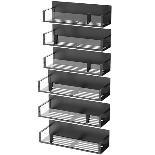 Image of HuggieGems Metal Magnetic Spice Rack for Refrigerator Clear, 6 Pack | Magnetic Shelves Heavy Duty for Fridge in Kitchen, Seasoning Storage Organizer, For Oven Washer and Dryer, For Heavier Items