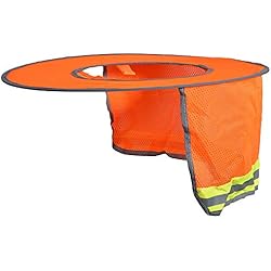 Casco Ala Completa TopTie Protector Solar para Sombrero Duro, Parasol de Cuello de Malla de ala Completa con Visera para Cascos, Alta Visibilidad y Reflectante