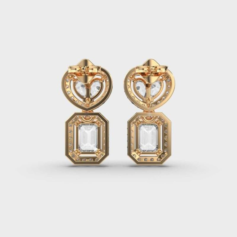 Orecchini pendenti in argento sterling 925 per tutti i giorni | Placcatura in oro n. Pietra: 90 | Dimensioni gemma: 0,08-0,89 mm | Peso: 2,69 crt | Forma: mista | 4,538 grammi | • Lusso • G_00282