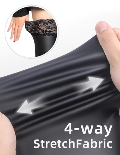 Robe courte wetlook extensible avec bas PU autofixants grande taille - 7