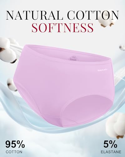 TANSTC Unterhosen Damen Baumwolle, Damenslips Hipster mit Doppeltem Zwickel - Unsichtbare Unterwäsche Frauen - 6er Pack,4XL 4