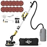 Drywall Sander, 750W 6.5A Wall Sanders with Vacuum Dust Collection, 7 Variable Speed, LED Light, with 12pcs Sanding Discs, Foldable Extendable Electric Sander for Walls Popcorn Ceiling