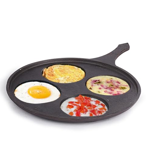 The Indus Valley Pre-Seasoned Cast Iron Uttapam Tawa | Induction Friendly | Naturally Nonstick, 100% Pure & Toxin-Free, No Chemical Coating (4 Pit, 27.5cm)