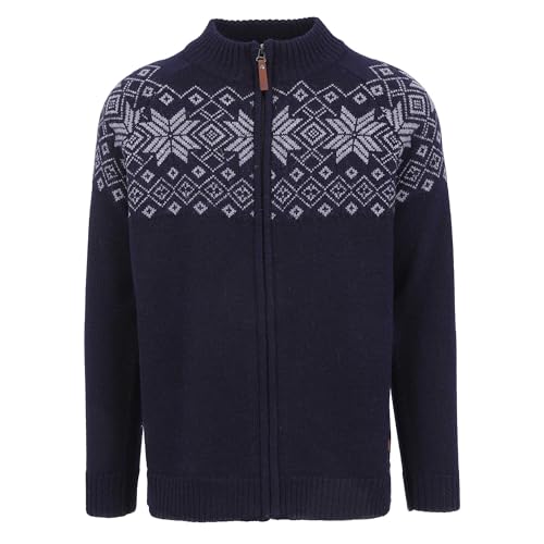 Image of ICEWEAR Dagur Wool Men Sweater | 100% Icelandic Wool High Collar Norway | Long Sleeve Breathable Knit Design Warm Jumper | Full Zipper | Navy - Medium