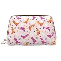 VOSERY Makeup Bag, Cosmetic Bags Travel Toiletry Bag for Women, Cowgirl Boots Make up Bag, Large Capacity Makeup Bag Organizer, Cute Makeup Pouch, Waterproof Leather Makeup Case