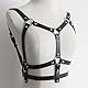 BDSMYEE Leder Harness, BDSM Dessous, BH Body Harness, Sexy Outfit für Damen, Domina, Rave, Fetisch Kleidung (F)