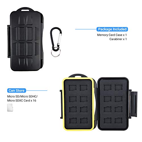Porta-cartões de memória resistente à água e antichoque para armazenamento de cartão de memória, 16