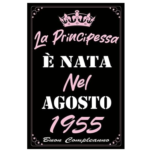 La Principessa È Nata Nel Agosto 1955: Idea Regalo di compleanno 68 anni per donne , signora, moglie, mamma, zia, nonna, sorella / Quaderno a righe"
