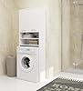 AKORD | Armadio Pensile per Lavatrice | Armadio di trasformazione con 2 ante, 2 Ripiani Aperti | Archivio per bagno | Cassettiera per lavatrice | 64x180x30 cm | Peso 30 kg | Bianco
