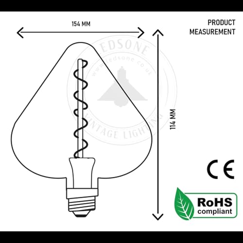 LEDSone Decorative Vintage LED Light Bulb E27 Spiral Non Dimmable T45 T185 ST64 G95 G125 Spiral Filament Amber Glass Warm White Bulbs Retro E27 Screw Bulb - Image 3
