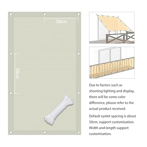 Voile d'ombrage rectangulaire 1,4x9m blanc cassé étanche pour balcon