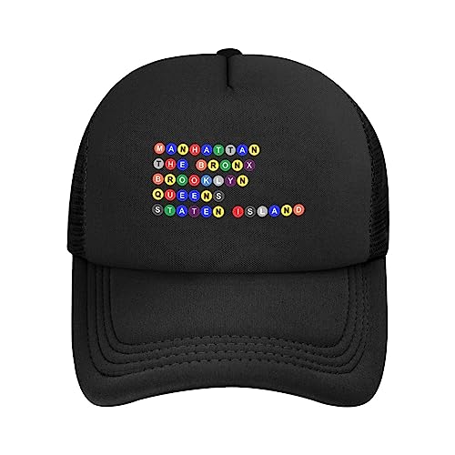 Byoblu Nycs Five Boroughs in Subway Bubbles Trucker Hat - Mesh Baseball Snapback Cap for Men Or Women Outdoors Black