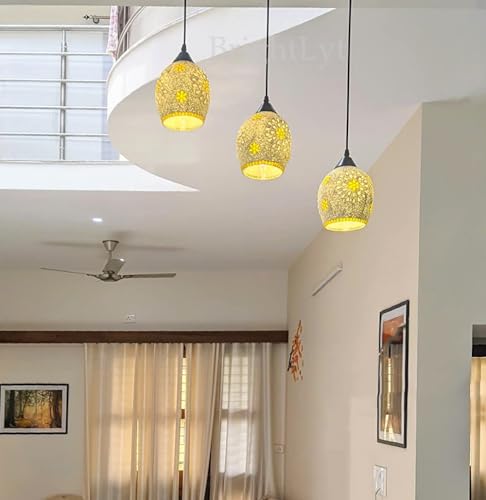 Image of Avior Handcrafted Glass Kitchen Island Hanging Light for Home Decoration, Living Room Pendant Lamp (Pack of 1)