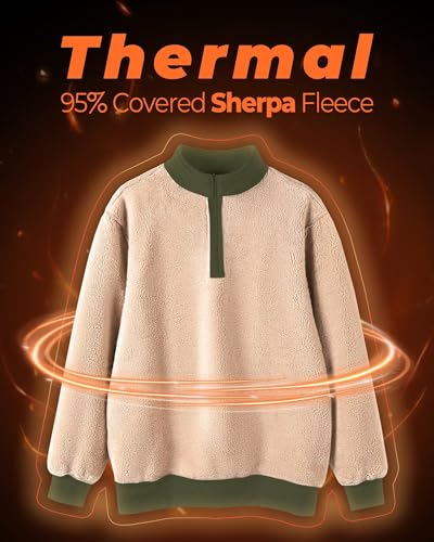 Boladeci Men's Quarter Zip Pullover Premium Sherpa Lined Sweatshirts Heavyweight Winter Cold Weather3
