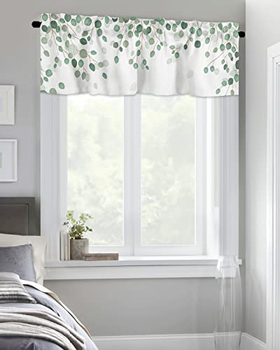 Yun Nist Valance Curtain For Windows Spring Green Plants,Privacy Panel Rod Pocket Window Treatment Simple Eucalyptus Leaves,Short Valances For Bathroom Kitchen Bedroom 54X18In #TOP14