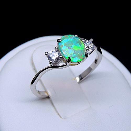 Addy Birthstone Ring for Women by Ginger Lyne |Purple Oval Simulated Opal Engagement Ring for Her |Sterling Silver with Cubic Zirconia Accents October Birth Month Gemstone Statement Design2