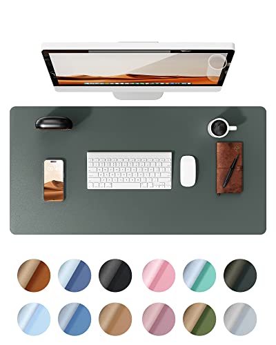 YSAGi Leather Desk Pad Protector, Office Desk Mat, Large Mouse Pad, Non-Slip PU Leather Desk Blotter, Laptop Desk Pad, Waterproof Desk Writing Pad for Home (23.6" x 13.8", Dark Green)