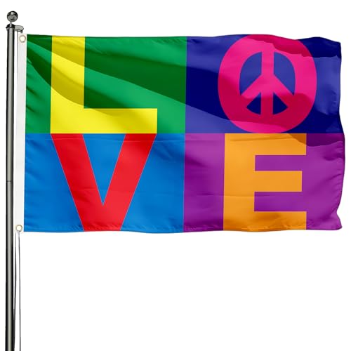 Rainbow Pride Love Flag 3x5 Feet Outdoor Flag with 2 Brass Grommets, for Garden Patriotic Balcony Decor