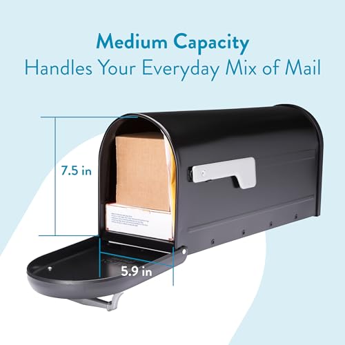 Architectural Mailboxes Chadwick Galvanized Steel Post Mount Mailbox, 8950B-10, Black, Medium Capacity