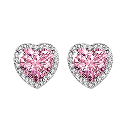 Boucles d'oreilles à tige cœur en zircone cubique plaquées argent pour femme.