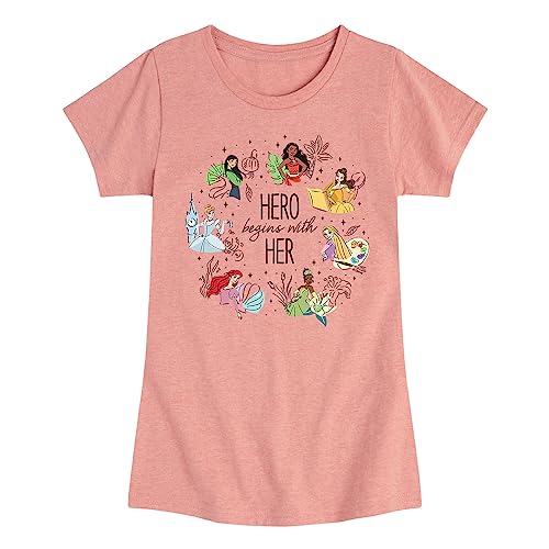Disney - Princess - Hero Begins with Her - Toddler and Youth Girls Short Sleeve Graphic T-Shirt