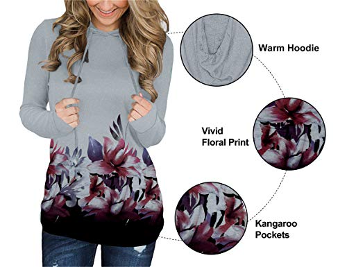 Onlypuff Flower Hooded Sweatshirts For Women Black Casual Hoodies Tunic Tops For Legging M #TOP1