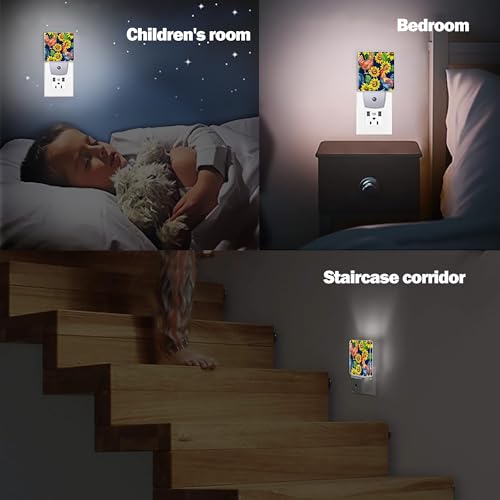 Image of Retro Hen Rooster Night Light, Sunflowers Plug into Wall with Dusk to Dawn Light Sensors, Warm Nightlights for Bedroom, Bathroom, Hallway, Kitchen, Gifts Ideal for Boys Girls Women Men
