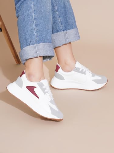 Image of TRYME Women Casual Sneakers Lace-Up Design Soft Cushioned Insole Comfortable Walking Shoes Stylish