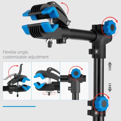 Image of Urban Deco Bike Repair Stand, Wall Mounted Bike Work Stand, 360 Swivel Clamp, Holds Up to 20 kg, Black+Blue, Ideal for Home Maintenance