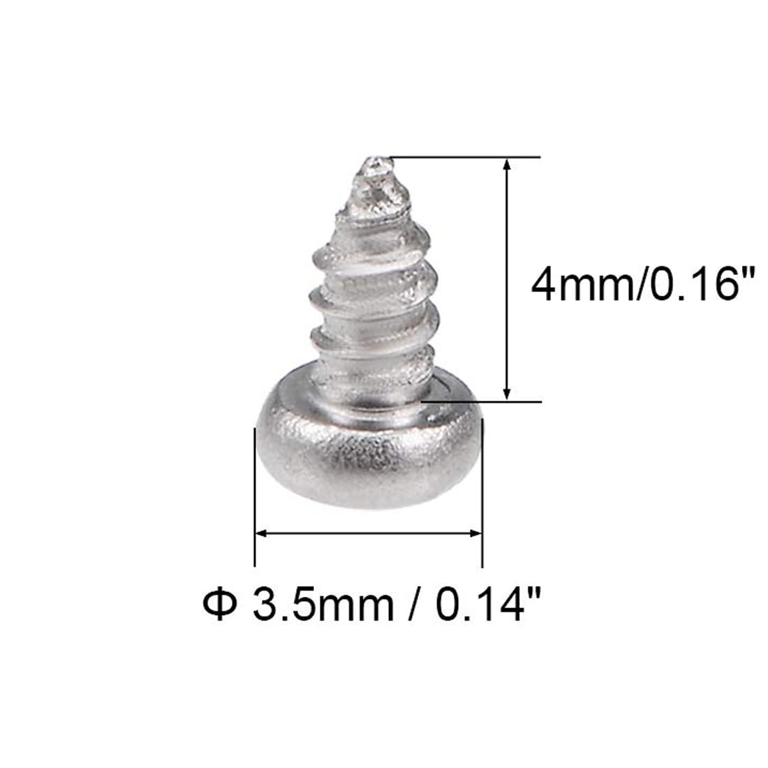 TA-VIGOR 50Pcs Self Tapping Screws, M2 Phillips Pan Head Screw, 4mm Round Head Tapping Screws - Image 2