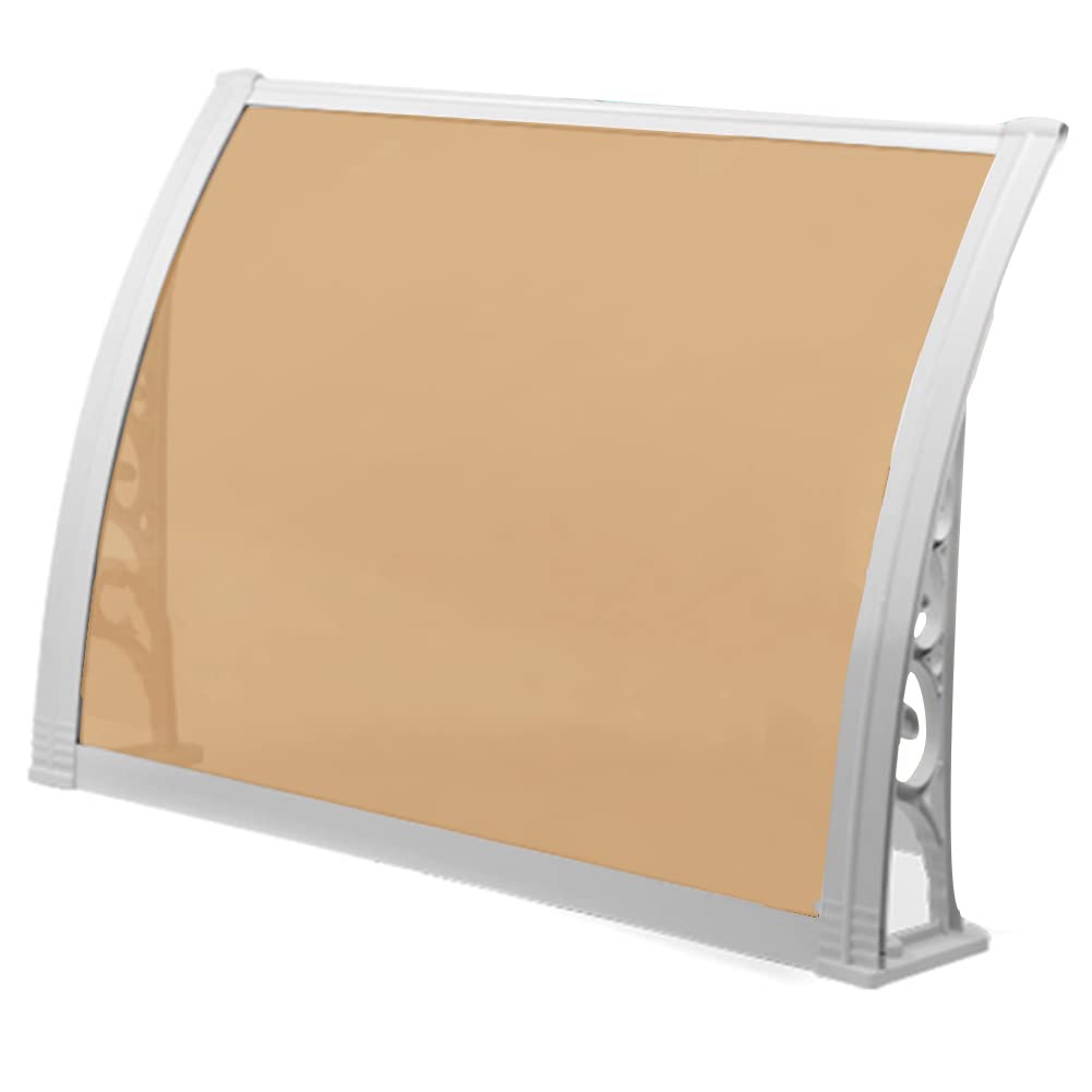 Auvent de fenêtre en polycarbonate marron avec support ABS blanc pour porte
