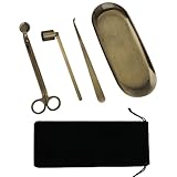 MrMrKura 4 in 1 Candle Accessory Set, Candle Snuffer, Candle Wick Cutter, Candle Dipper, Storage Tray Plate...
