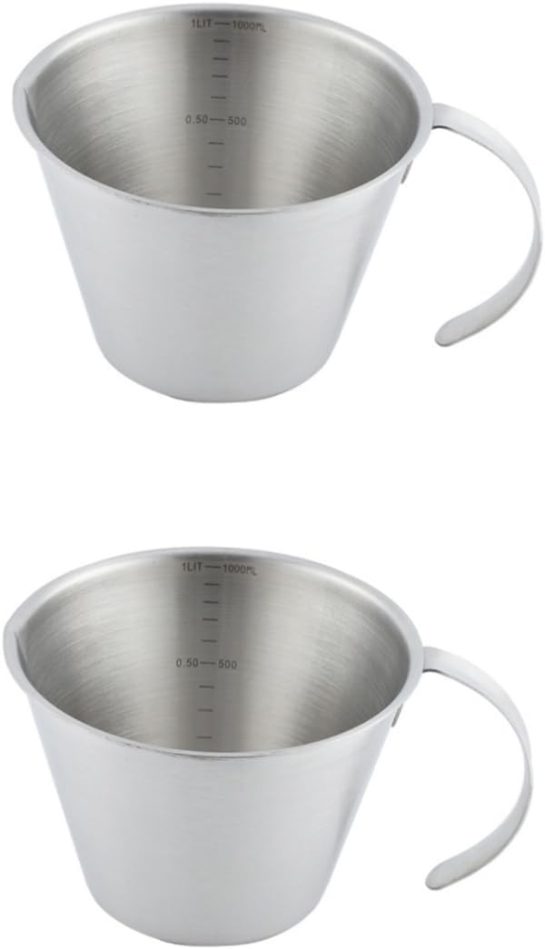 2pcs Stainless Steel Measuring Cup Multifunctional Scale Cup for Accurate Measurements for Kitchen Use Liquid Measuring Tool and